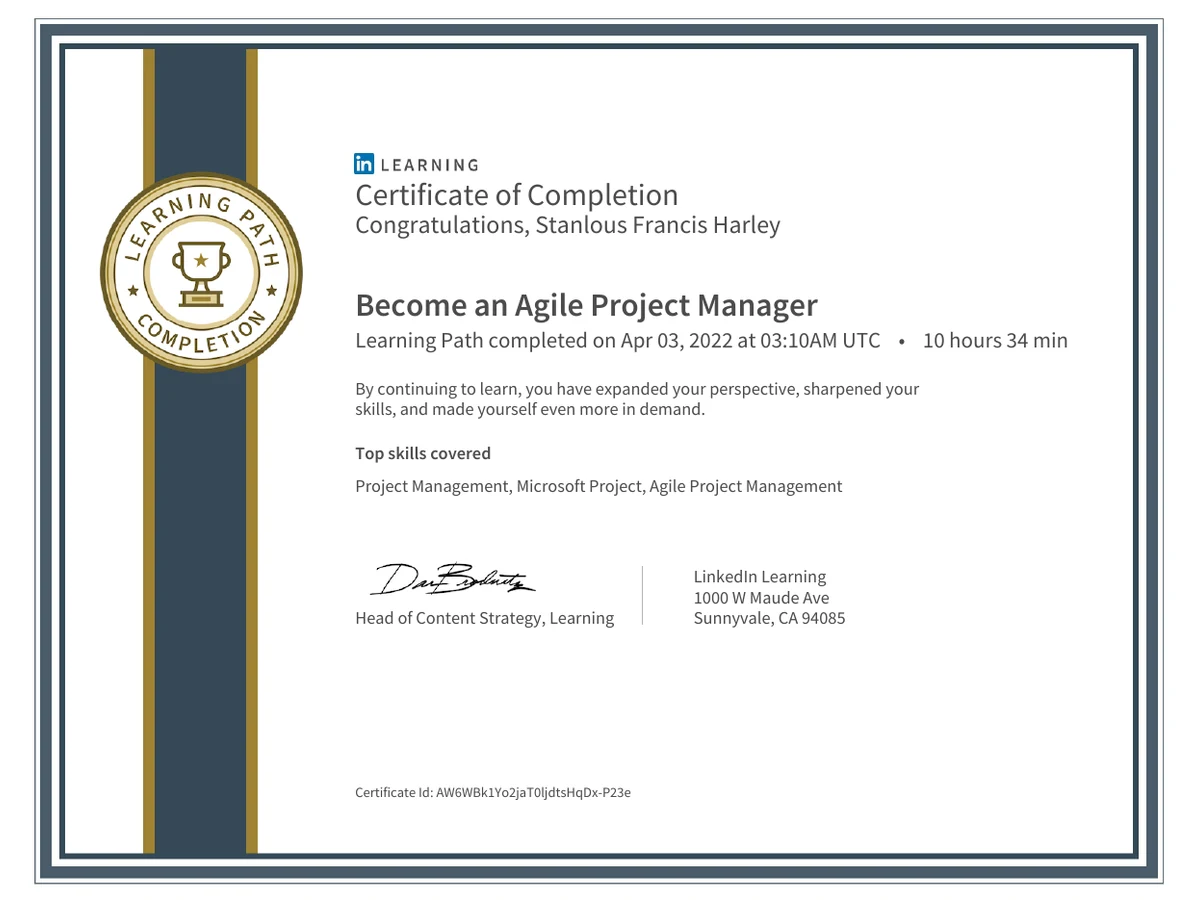 Become an Agile Project Manager certificate
